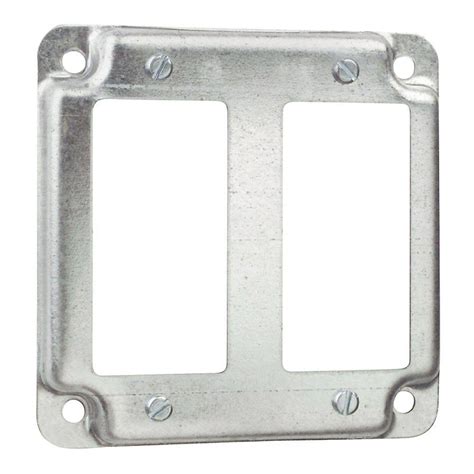 4 in. square metal electrical box flat cover|4 square box outlet cover.